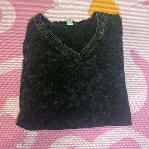 cute black v-neck blouse with washed look!